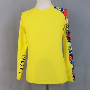 Lafroi Surf Rash Guard Mens MD Yellow Burst Long Sleeve Graphic Print Swim Shirt